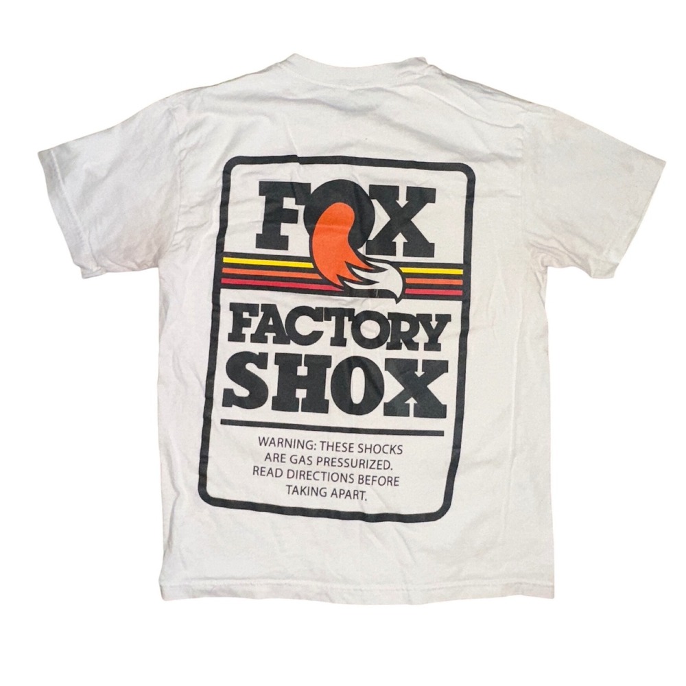 Fox Factory Shox Graphic T-Shirt Mens White Motocross Racing Short Sleeve Tee